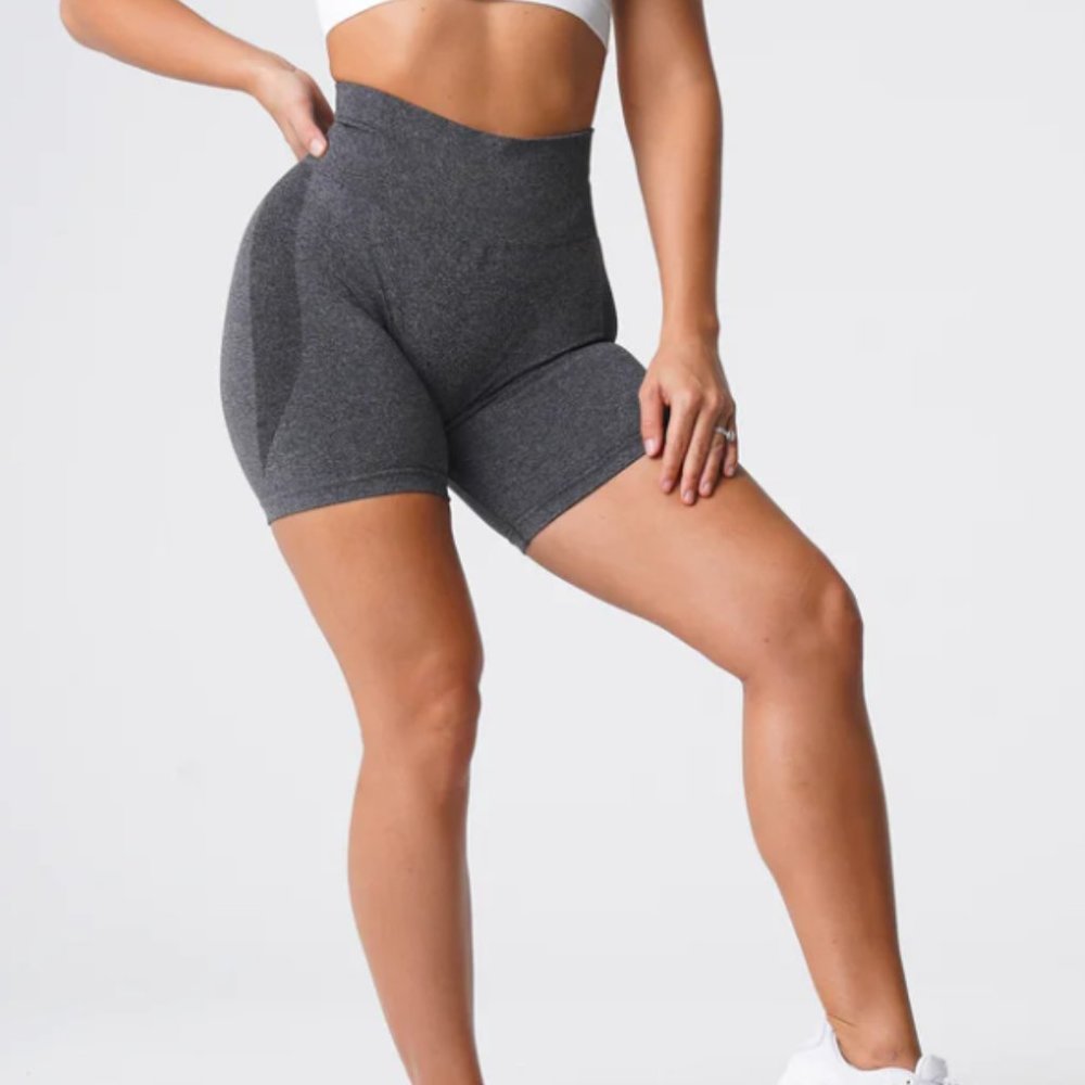 NVGTN Black Speckled Dark Grey Contour Seamless Shorts NWT